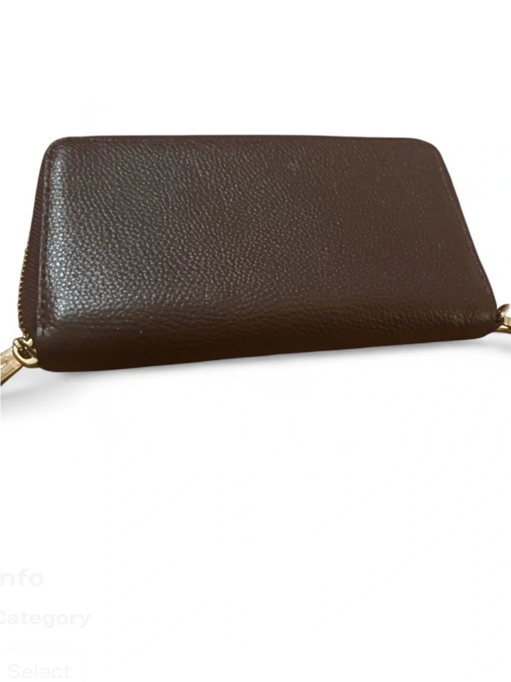Michael Kors Chocolate Brown Pebbled Leather Wristlet with Gold Hardware
